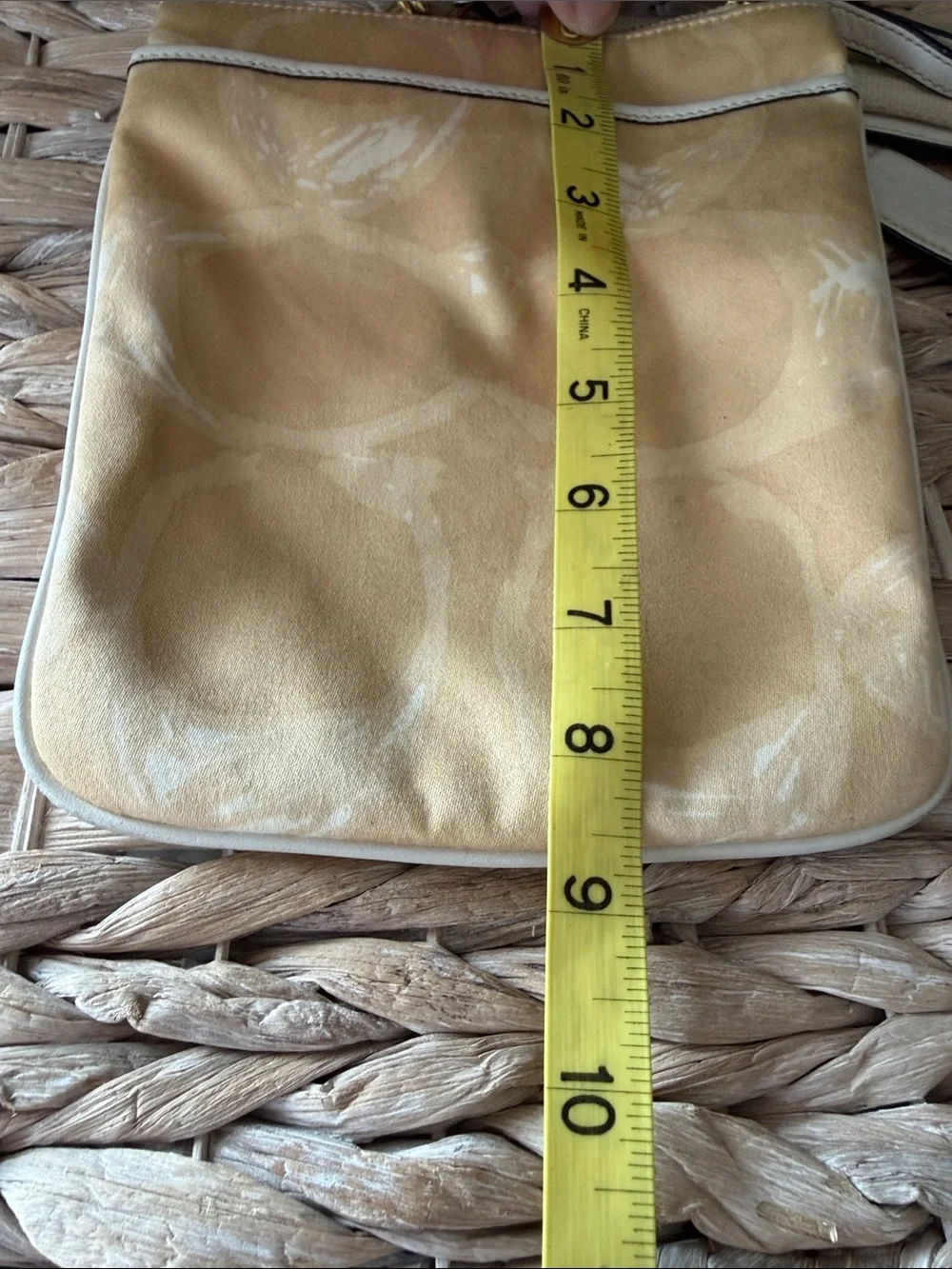 Coach Beige/Yellow Patent Signature Crossbody Bag